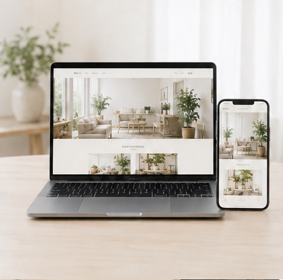 PCとスマホに表示された店舗サイト